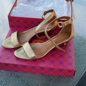 Tory Burch gold wedge sandel size 7